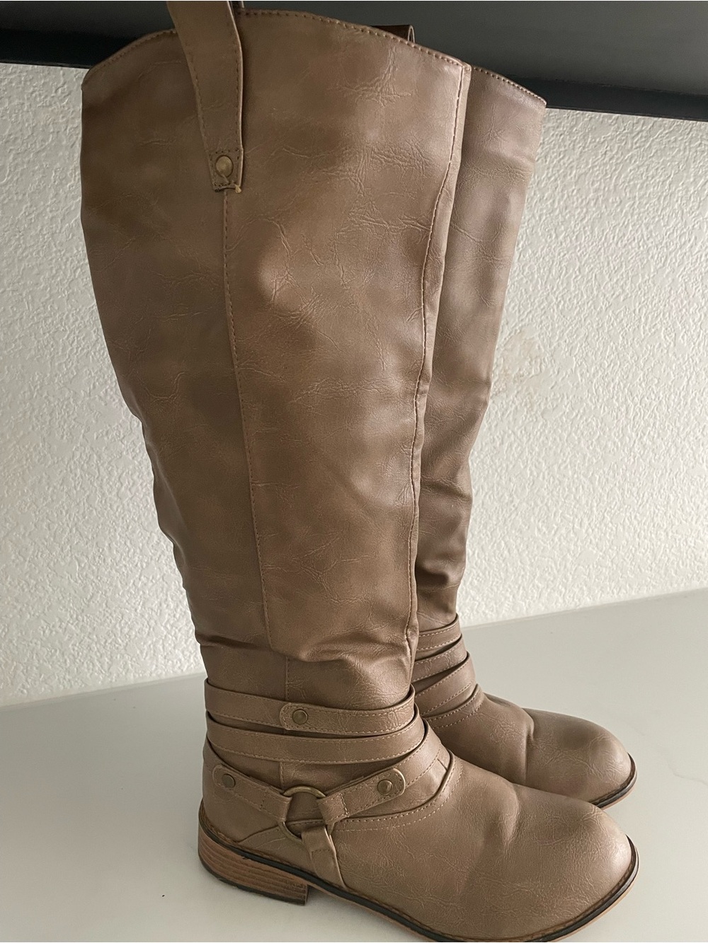 Women's Tall Riding Boots in Taupe
